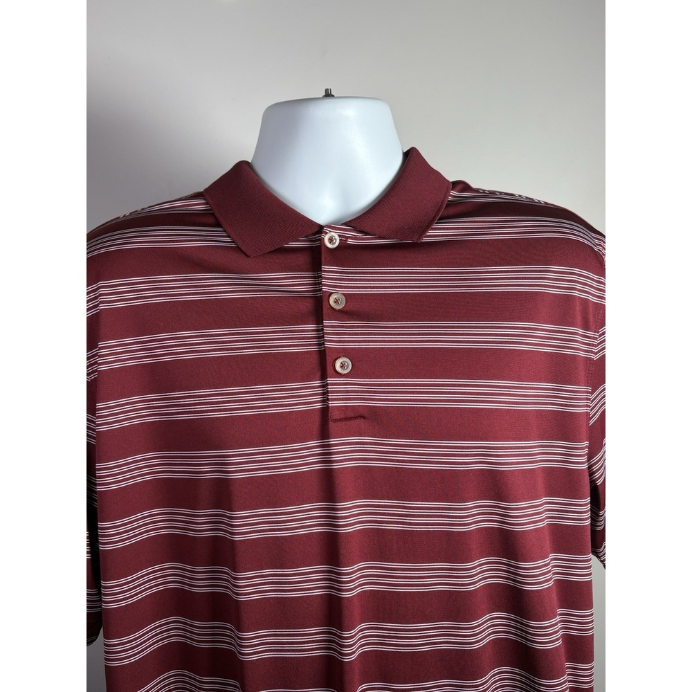 Nike Polo Shirt Mens Large Red Golf  Dri Fit‎ Striped Activewear Sport Top
